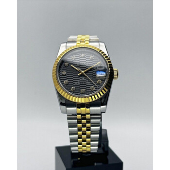 Custom Seiko Mod •  2-Tone Gold Grey Fluted Diamond DateJust • 36mm